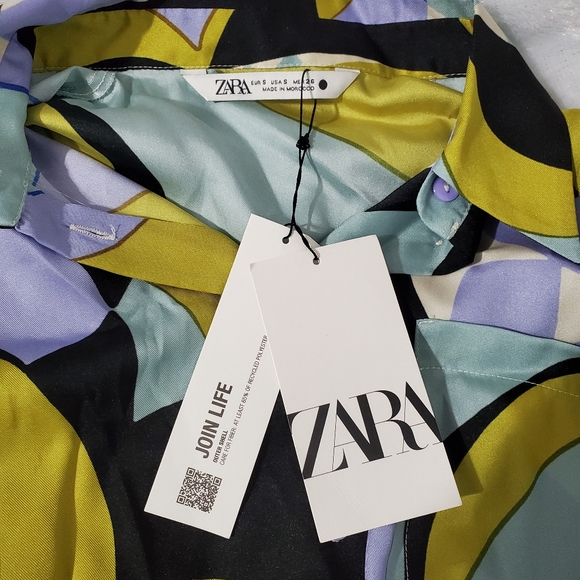 New HTF ZARA PRINTED POCKET SHIRT Bloggers Favorite Sz Sm - Picture 2 of 10